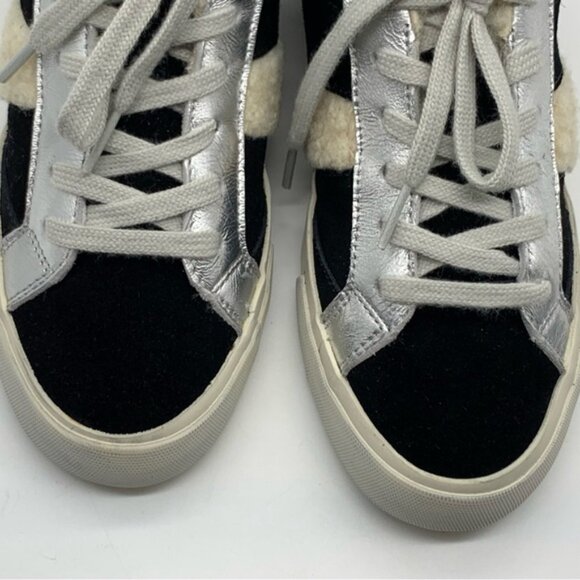 MARC FISHER LTD Mello Faux Fur-Trim Sneakers in Black Suede - Picture 10 of 13